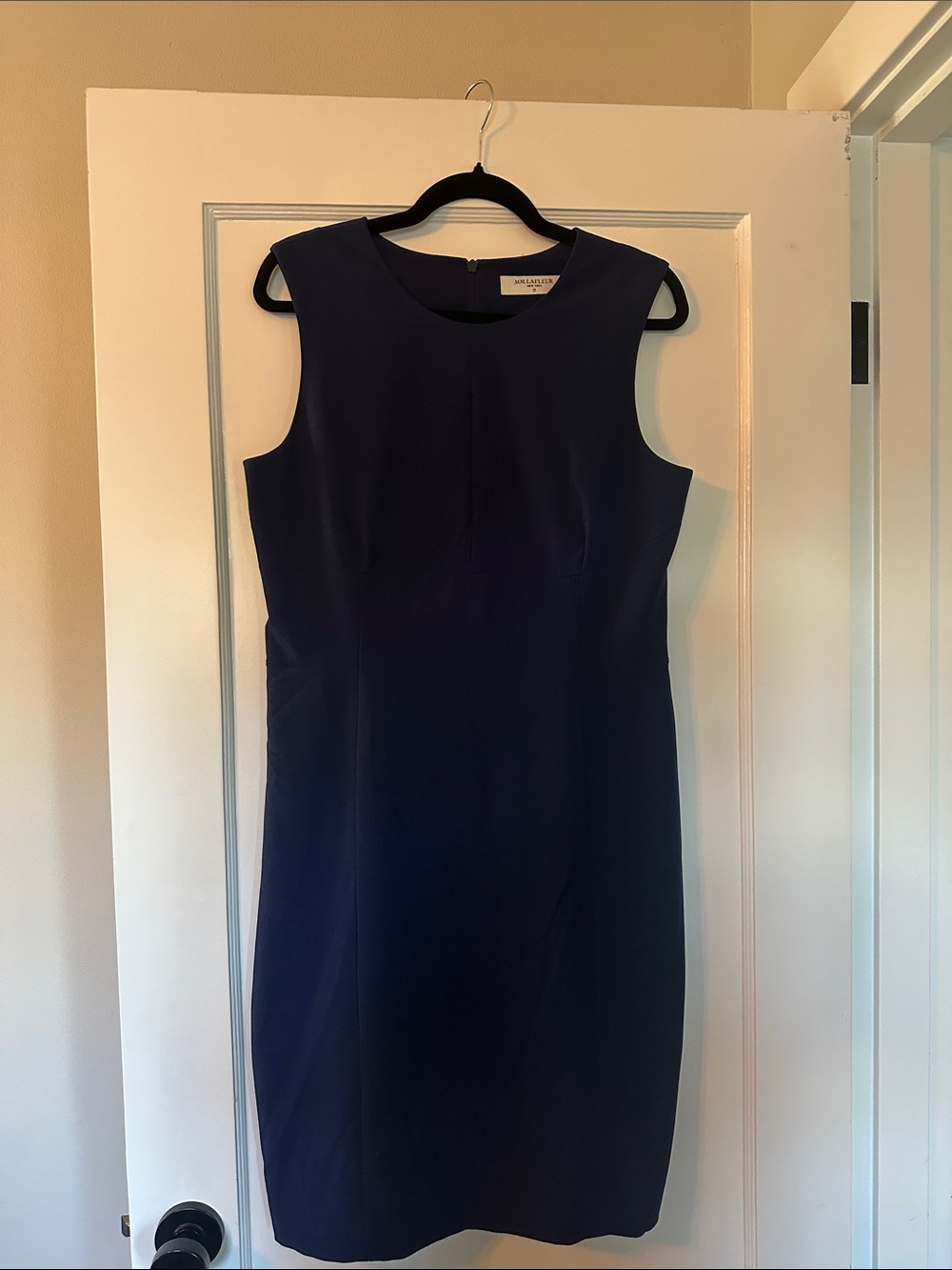 MM Lafleur Navy Sleeveless Sheath Dress